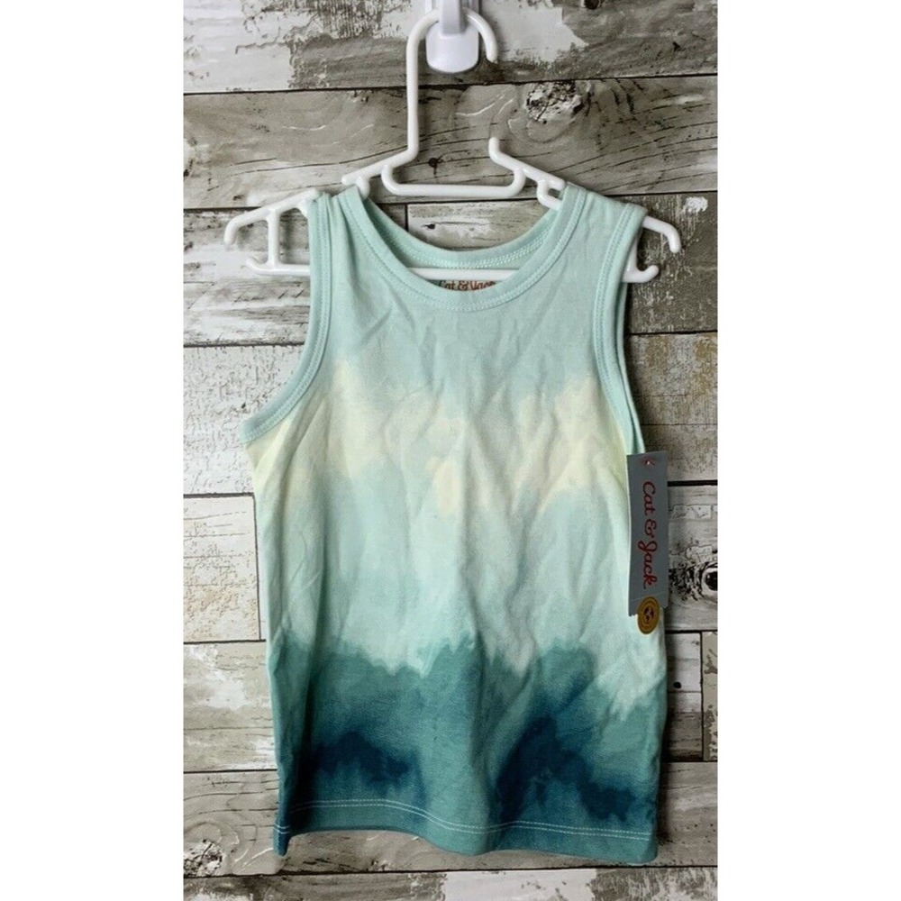 Cat & Jack Boys Blue Green‎ Sleeveless Tie Dye Top Size 18M